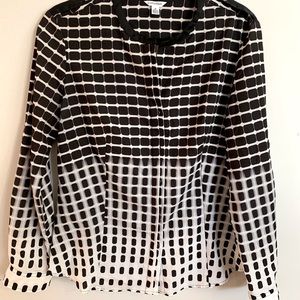 Calvin Klein Black White Windowpane Ombre Top
